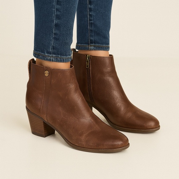 Marc Fisher Brown Leather Ankle Boots - Picture 2 of 7